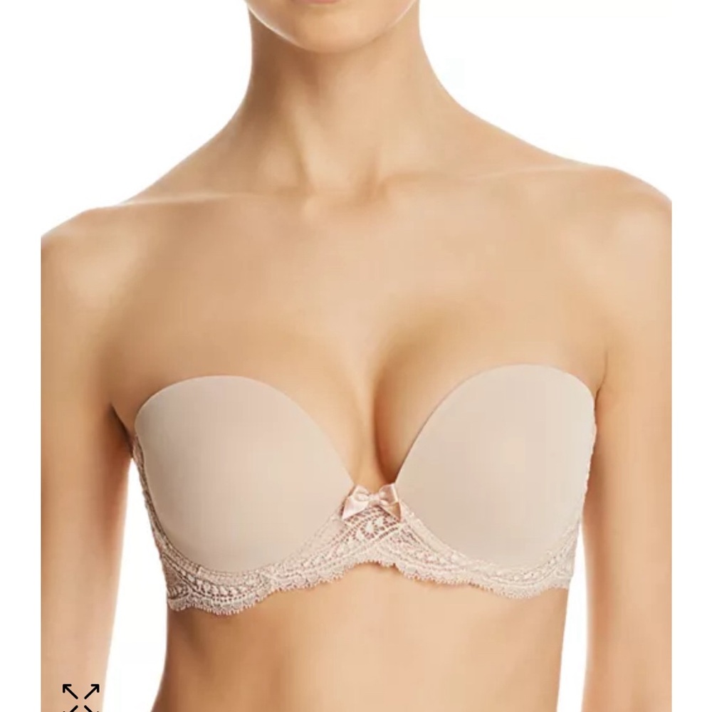 NWT Simone Perele Eden strapless plunge bra sz 32D in ivory